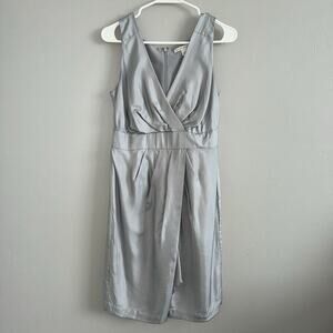 Banana Republic 100% Silk V-Neck Drape Dress Woman’s Size 4 Gray Sleeveless
